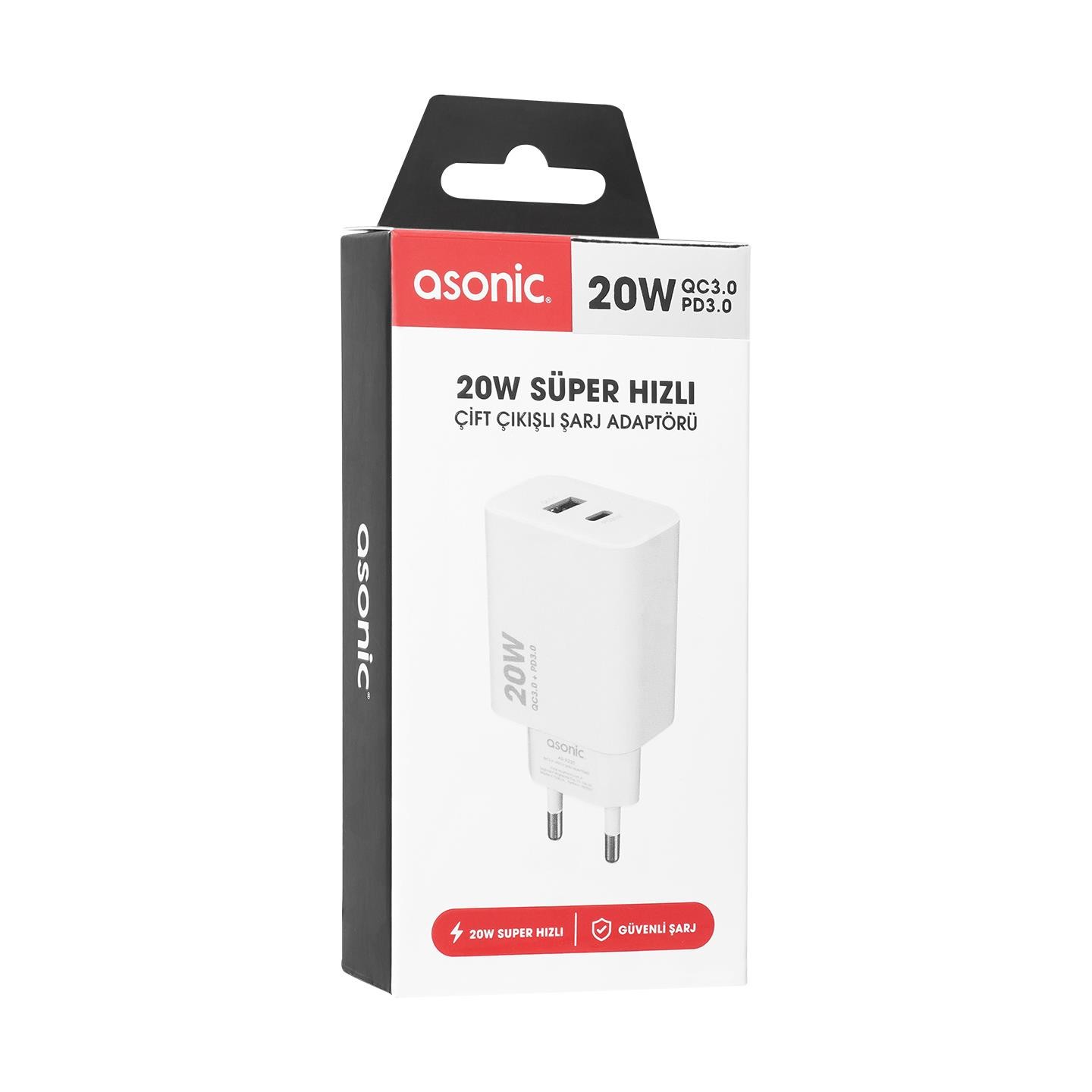 Asonic AS-X230 20W PD3.0+QC3.0 Hızlı Şarj Adaptörü - 1510544