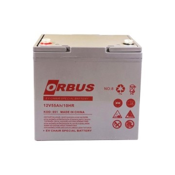 Orbus 12V 55Ah Engelli Bakımsız Tip Karbon Jel Akü