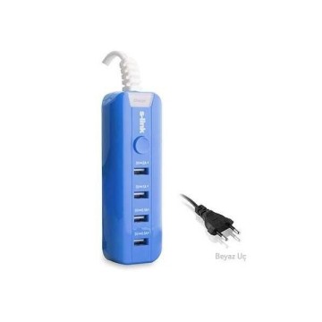 S-Link SL-M4 4000mAh 4xUsb Port Mavi Şarj Adaptörü