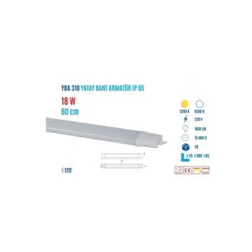 YCL YBA-418B 18W 60cm Beyaz Yatay Bant Armatür