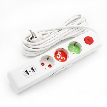 Mutlusan Ri-Tech Üçlü USB ÇK Anh.Top. Grup Priz 5m