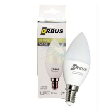 Orbus 5W E14 400 Lm Sarı Led Mum Ampul