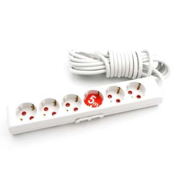 Mutlusan Ri-Tech Altılı ÇK Topraklı Grup Priz 5m.