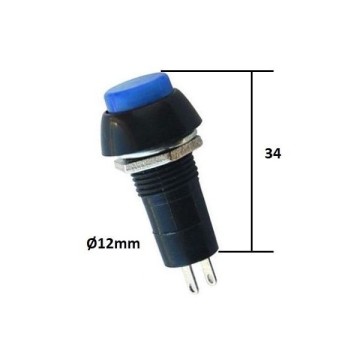 IC186 Yuvarlak Mavi Push Buton Yaylı 38x16mm