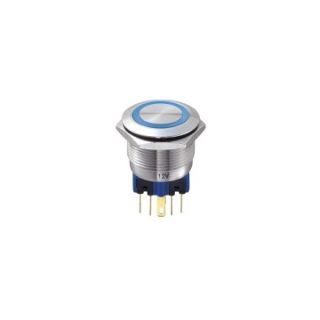 Metal Buton Kalıcı 22mm 24V Kırmızı Ledli