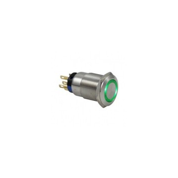 LAS1-AGQ-11ZE Metal Buton Kalıcı 19mm Yeşil Ledli