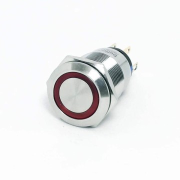 Metal Buton Kalıcı 19mm 24V Kırmızı Ledli
