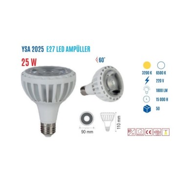 YCL YSA-2025G 25W PAR30 Led Ampul E27 Günışığı