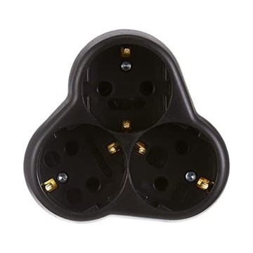 Viko Üçlü Topraklı Yonca Fiş-Priz Sıva Üstü Siyah