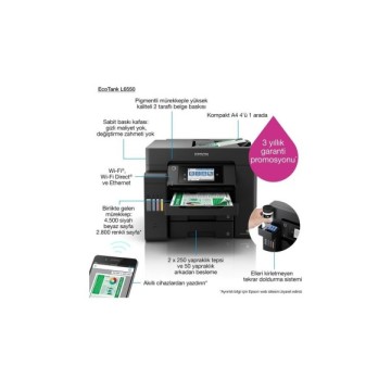 Epson L6550 Tanklı A4 WiFi Lan Çok Fonk. Renkli Ya