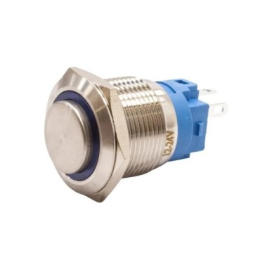 Metal Buton Kalıcı 19mm 24V Mavi Ledli