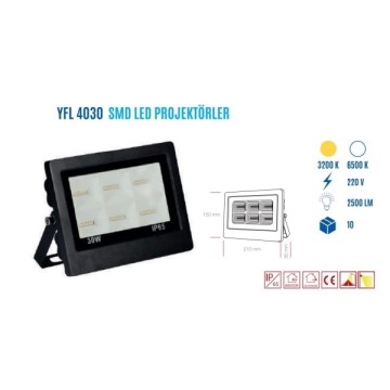 YCL YFL-4030G 30W Smd Led Projektör Günışığı