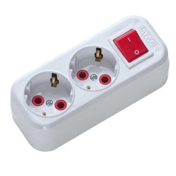 AY-KA İkili Anahtarlı Topraklı Grup Priz