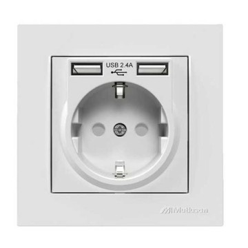 Mutlusan Rita İkili Usb li Topraklı Priz Beyaz