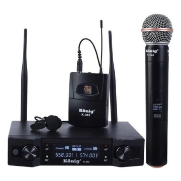 König K-312 E-Y UHF Çift Kanal 1 El 1 Yaka Mikrofonu