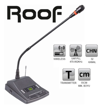 Roof R-621D Gold Uhf 1 Kürsü Kablosuz Mikrofon 470-862MHz