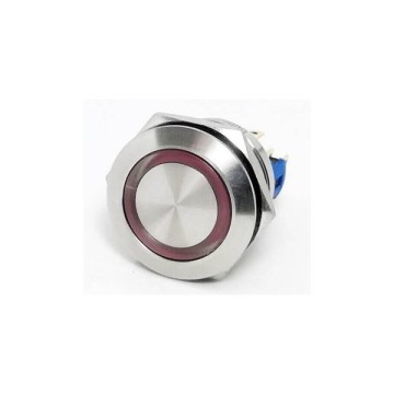 Kablolu Metal Buton Kalıcı 22mm 24V Kırmızı Ledli