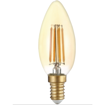 Uzlight Uzdec E14 4W Dekoratif Led Buji Ampul Gold