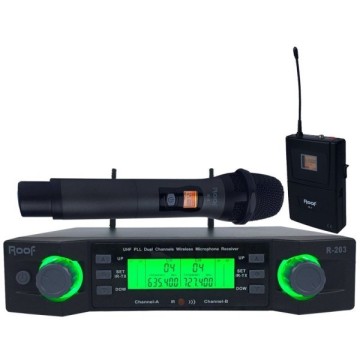 Roof R-203 1 El 1 Yaka 2 Kanal UHF Kablosuz Mikrof