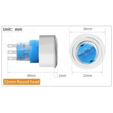 Plastik Buton Kalıcı 22mm 24V Kırmızı Ledli