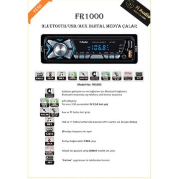Fi Audio FR1000 FM/BT/AUX/2 USB/TF Oto Teyp