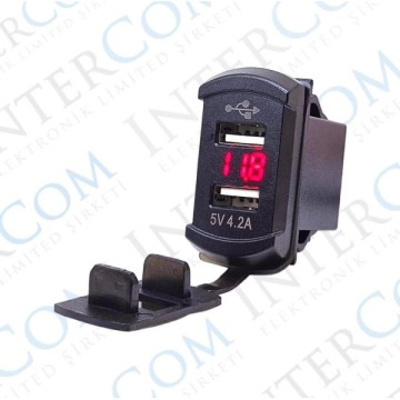 IC266D-3 Marin Tip Voltmetreli İkili Usb 12-24V