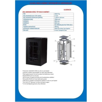 ULS 20U 600x600 Spak Serisi Tekerlekli Rack Kabine