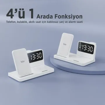 Bix BXMW4 Saatli 15W Kablosuz Şarj Standı Beyaz