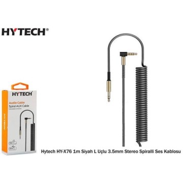 Hytech HY-X76 Siyah L Uç Spiral Aux Kablosu 180cm