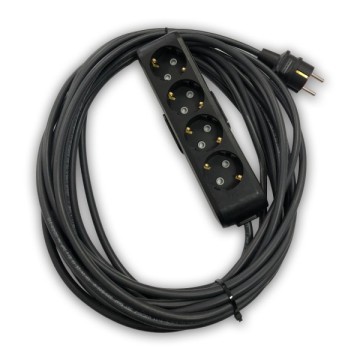 Dörtlü Çocuk Korumalı Topraklı Grup Priz Siyah 5m