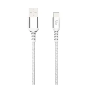Bix BXUC01C Usb-A to Type-C Örgülü Şarj Kab. Gümüş