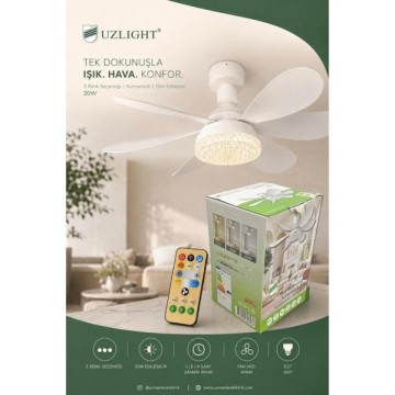 Uzlight 30W 3 Renk Kumandalı Kristal Pervane Ampul